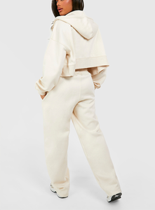 Modern Urban Design Women Joggers Set Cotton Sexy <b>Crop</b> <b>Top</b> &Straight Leg Trouser Breathable Utility Activewear Winter 2PCS Set - Product Image 2