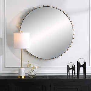 Miroir mural créatif de forme ronde avec cadre en fer pour hôtel appartement maison salon chambre couloir décoration murale miroir d'habillage - Product Image 5