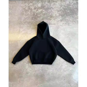 Venta al por mayor Premium Heavyweight Hoodies Recortada Capucha Bordado personalizado Oversized Blank Recortada Sudadera con capucha para los hombres - Product Image 2