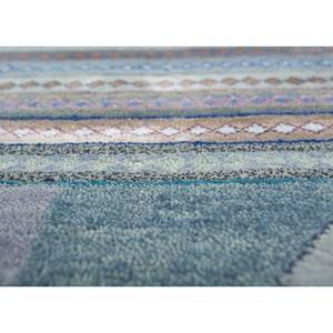 Tapis Manchaha bleu en laine et soie de bambou noué à la main, 10 mm, rayé abstrait, rectangulaire, pour la maison, le couloir, la salle, modèle Les-2080 - Product Image 3