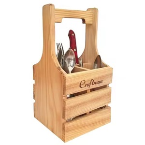 Porte-couverts en bois tendance pour couverts et ustensiles, nouveau porte-couverts en bois de style nouveau avec poignée en métal - Product Image 3