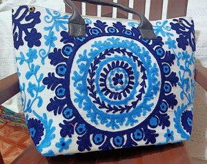 Bolso de hombro Suzani hermoso indio hecho a mano de algodón bordado Vintage Suzani decorativo Hippie Tote mujeres Boho bolso de compras - Product Image 5