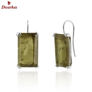 Pendientes en stock al por mayor de Plata de Ley 925 sólida, pendientes de piedras preciosas de cuarzo caramelo para mujeres y niñas - Product Image 5