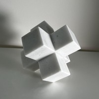 Sculpture artisanale en marbre blanc, motif nœud géométrique minimaliste, style Art Déco, pour mariage, condoléances, luxe moderne