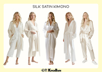 Kimono en satin de soie de mûrier 22 25 30 Momme 6A personnalisable OEM Romantique Luxe Élégant Thermique Perlé Floral Front Été