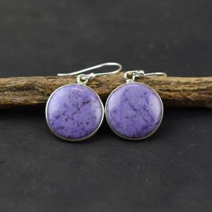 Joyería de piedras preciosas Charoite para mujer, pendientes de estilo bohemio, joyería de Plata de Ley 925, pendientes hechos a mano de tendencia, Regalo para mamá - Product Image 4