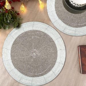 El mejor diseño temático, vajilla redondeada, mantel decorativo con cuentas de vidrio, Mantel Individual para fiestas y otras funciones - Product Image 5