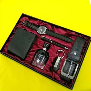 Ensemble cadeau de luxe pour homme JESOU, montre en cuir, portefeuille, stylo, ceinture, porte-clés, collection de parfums, cadeau pour la fête des pères - Product Image 2