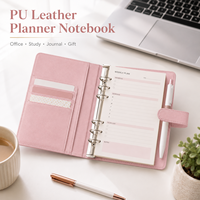 Carnet de planification A6 en cuir PU personnalisé avec 6 anneaux, fermeture à sangle, emplacements pour cartes rechargeables, vente en gros, OEM, ODM, direct usine