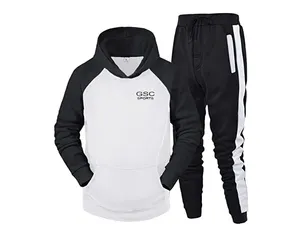 Ensemble de pantalons de jogging de sport de meilleure qualité Chemise à capuche Tissu en molleton de coton résistant Contraste de couleur Excellent service d'impression - Product Image 1