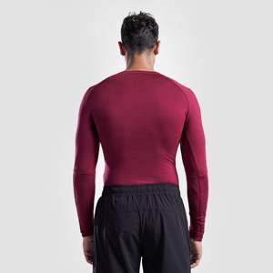 GA Fitness Apparel Slim Fit 2.0 Maroon Compression Long Sleeves - Product Image 2
