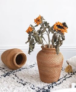 Vente en gros jardinière en rotin tissé à la main paniers pour pots de fleurs décoration de la maison paniers en osier pots pour plantes d'intérieur décoration de table - Product Image 5