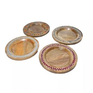 Plato redondo de madera Natural para servir, tabla de queso de madera de mango Natural de alta calidad, nueva tabla de cortar de madera para Cocina - Product Image 1