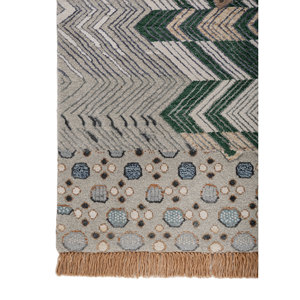 Manchaha Luxury Green Hand Knotted Wool Bamboo Silk Rug Abstract Floral Design Soft Washable Jute <b>Carpet</b> for Home for - Product Image 4