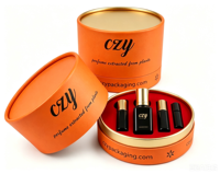 Boîte Cadeau Cylindrique pour Parfum avec Doublure en Velours, Emballage en Tube de Papier pour Bouteilles d'Huiles Essentielles et Cosmétiques, Estampage à Chaud, Recyclé