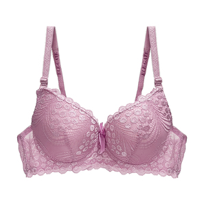 Reggiseno Intero in Poliammide Intrecciato con Pizzo Floreale, Chiusura Frontale, Push-Up, Traspirante, Imbottito, Tinta Unita, Coppe Stampate con Bottoni - Product Image 6