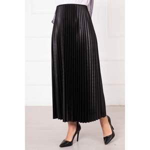 Sena Girl's Pleated <b>Skirt</b> <b>Black</b> Breathable Denim Cotton Floor-Length Natural Waist Casual Formal Print for Tennis Large - Product Image 4
