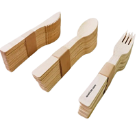 Couverts jetables en bois de bouleau économique fourchette cuillère couteau durable biodégradable personnalisé pour les restaurants voyageant