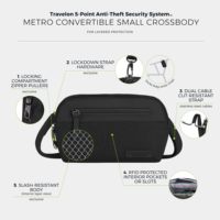 Sac bandoulière antivol convertible, sac à bandoulière de sécurité avec fermetures éclair bloquant les RFID, sac de voyage léger