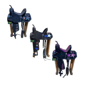 Customizable Western Equestrian Horse Saddle Cutback Contoured Felt Saddle Pad <b>Glitter</b> Star Patch Argentina Cowhide Suede - Product Image 5