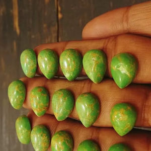 Turquesa Natural de Calidad AAA, Cabujón en Forma de Pera, Piedras Preciosas Sueltas Semipreciosas para Joyería, Verde - Product Image 4