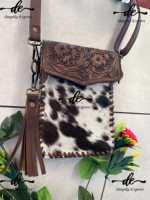 Bolso de Mano para Teléfono, de Cuero Vacuno Auténtico, con Grabado Artesanal, Bolso Bandolera Pequeño, Bolsa de Muñeca, Bolso Tipo Sling
