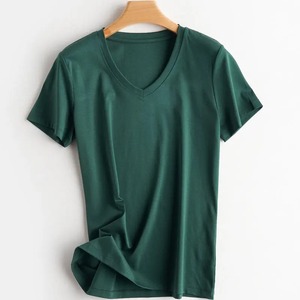 Summer 100% Mercerized Cotton <b>Women</b> Silk T-shirts O Neck Short Sleeve <b>Loose</b> Straight <b>Tops</b> Simple Casual Tees <b>For</b> Minimalist 2025 - Product Image 5