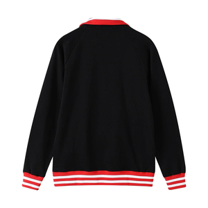 เสื้อสเวตเตอร์คอกลมชายมีซิปสีดำมีแถบสีแดงผูกคอสไตล์ลำลองปักลายสีแดงเสื้อโปโลฤดูหนาว - Product Image 2