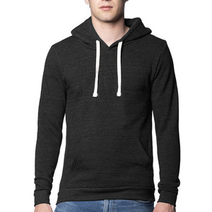 Sweat à capuche pull en coton pour hommes Sweat à capuche doublé polaire Pull de sport solide à capuche - Product Image 5