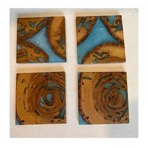 Sous-verres absorbants vierges par sublimation sur mesure Sous-verres en bois et résine pour le thé Tapis et tampons Fournitures de cuisine - Product Image 2