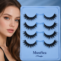Faux cils 3D courbés en D, bande invisible, effet œil de chat, cils naturels et vaporeux, faux cils en vison synthétique, lot de 5 paires