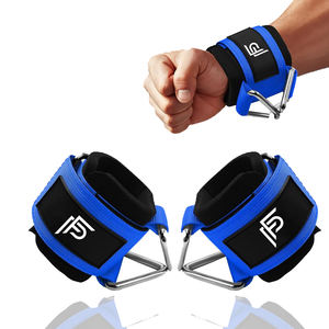 Manchons de poignet souples en néoprène avec deux anneaux en D pour machines à câbles, entraînement musculaire, protection professionnelle, équipement de gym, usine OEM - Product Image 1