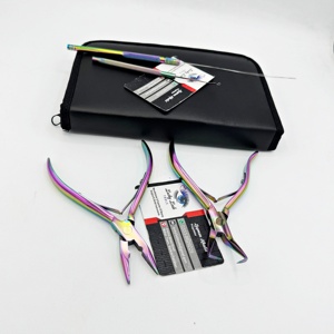 Outils d'extension de cheveux en acier inoxydable de haute qualité Kit de salon de coiffure Plasma arc-en-ciel Micro anneaux ouvre-perles Kits de boucle de pinces plus proches - Product Image 5