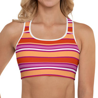 Soutien-gorge de sport Y-line respirant à séchage rapide en 100 % nylon, grande taille, couleurs discrètes du drapeau de la fierté lesbienne, idéal pour l'activewear esthétique