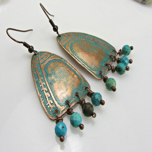 2025 European copper multi color stone <b>earrings</b> antique jewelry <b>Christmas</b> Nigerian Blue teardrop Brass <b>earrings</b> jewelry - Product Image 5
