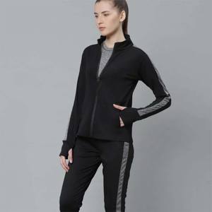 Survêtement à glissière deux pièces pour femmes à la mode | Ensemble de vêtements de sport confortables et extensibles avec veste à fermeture éclair complète - Product Image 2