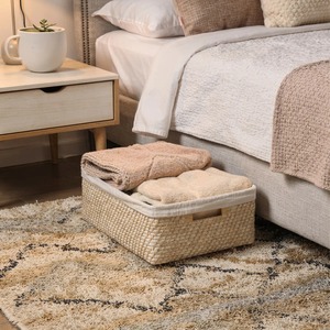 Rectangular rattan <b>basket</b> with fabric lining Handmade <b>Storage</b> <b>Basket</b> Wholesale eco-friendly Made in Viet Nam - Product Image 6