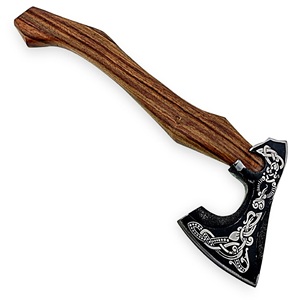 2024 personnalisé à la main Viking hache haute qualité industriel en acier tête Pizza Cutter bricolage bois Camping Offre Spéciale vente entière cuir - Product Image 5