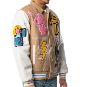 Hot Selling Men's High Street Style Varsity <b>Jacket</b> Fashionable <b>Long</b> <b>Winter</b> Casual Street Wear Stand Plain Dyed <b>Jacket</b> - Product Image 2