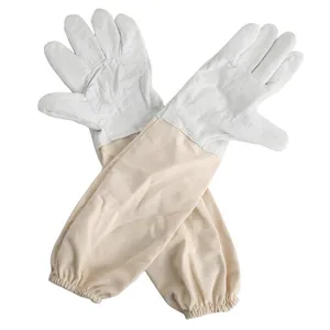 户外安全保护器白色棉防护养蜂夹克面纱套装 + 1双养蜂长袖手套