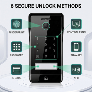 Ensemble <span class=keywords><strong>interphone</strong></span> vidéo Hiwink Multi Unlock NFC RFID avec affichage météo, écran tactile LCD 3,5 pouces, panneau de commande intelligent Zigbee - Product Image 1