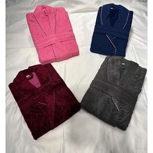 Peignoir gris côtelé en coton turc pour hommes Écologique Séchage rapide Refroidissement Premium Fournitures Jacquard Technique Couleur unie - Product Image 2