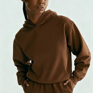 Wholesale Unisex High Quality Solid Regular Fit <b>Hoodie</b> Knitted Long Sleeve Winter Plain Streetwear Hooded Collar 100% Cotton - Product Image 1
