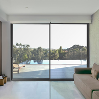 Diseño panorámico de ventanas corredizas de aluminio negro de estilo moderno personalizado Prima con bloqueo multipunto