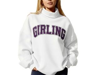 Sudaderas Personalizadas Ecológicas de Algodón y Felpa, Bordadas, Transpirables, de Cuello Alto, Largas y Holgadas para Mujer, Otoño-Invierno - Product Image 1