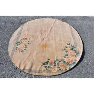 Classique Beige Vert Vintage Tapis Turc 5.4X5.4 ft Grande Surface Laine Latex Patchwork pour Couloir Chambre Chambre Chevet - Product Image 1