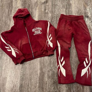 High Quality Sweatpants and Hoodie Set Custom Logo Sports Suit Track Suits <b>Trousers</b> Patch Embroidery Acid Wash Tracksuit for Men - Product Image 2