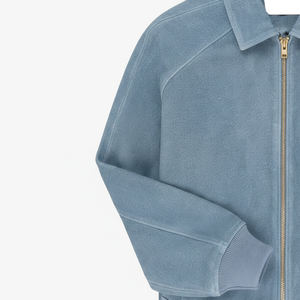 2026 <b>Men's</b> Blue <b>Suede</b> Varsity <b>Jacket</b> Custom Logo Front Stand Collar Winter Slim Fit Windbreaker Wholesale High Quality - Product Image 4