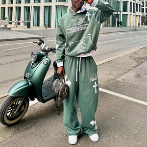 Ensemble Streetwear d'été unisexe pour hommes personnalisé Sun Faded Vintage Heavyweight Hoodie Acid Wash Flare Sweatpants Manufacturers' Sun - Product Image 3