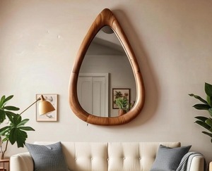 Luxury Handmade Wooden Art Deco Asymmetrical Wall <b>Mirror</b> Modern Designer for Home Decor at Cheap Price - Product Image 5